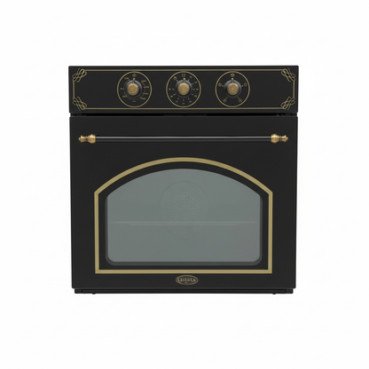Forno vetro nero rustico filo oro sfondo bianco