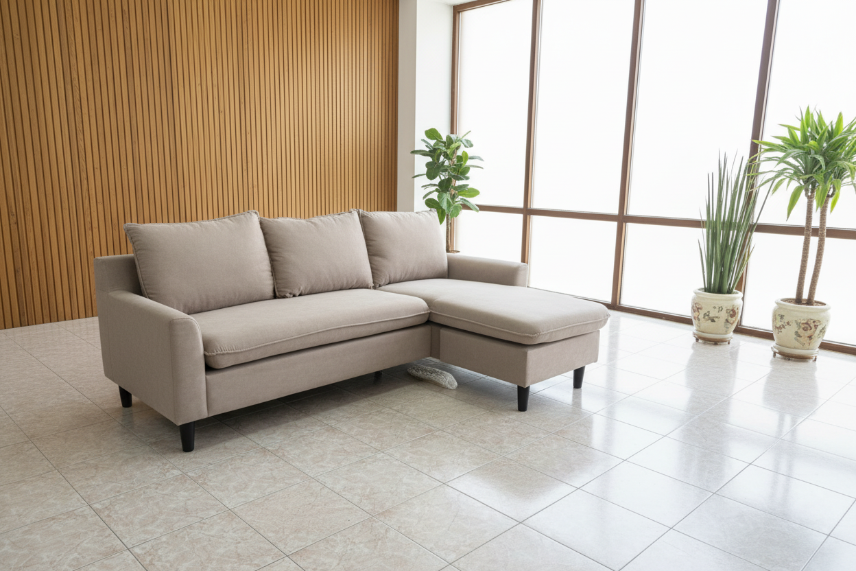 Divano penisola Marvis beige in salotto lusso